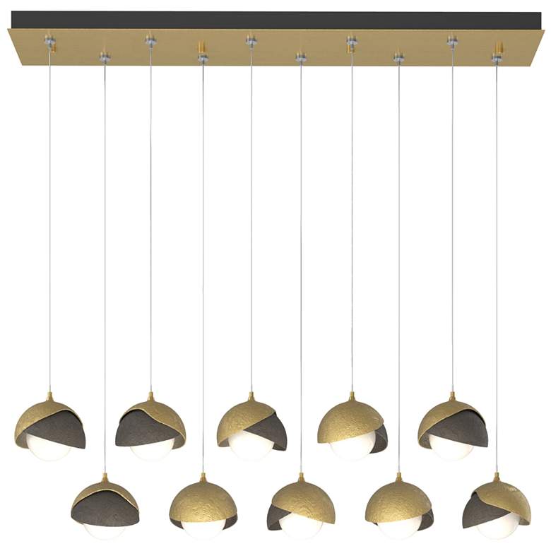 Image 1 Brooklyn 44.5 inch Brass &#38; Dark Smoke Rectangular Long 2-Shade Pendant