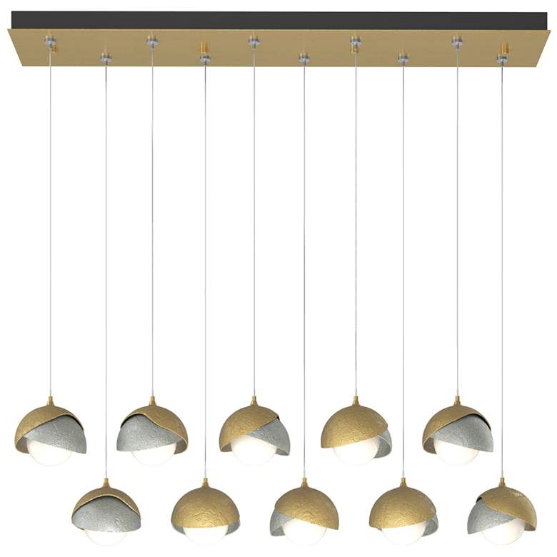 Image 1 Brooklyn 44.5 inch Brass &#38; Platinum Rectangular Long 2-Shade Pendant