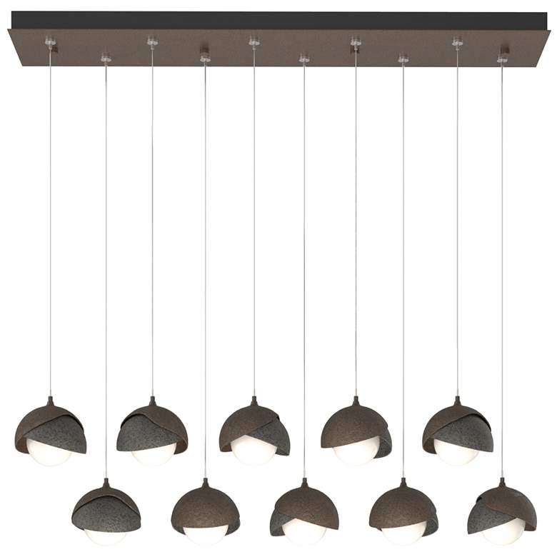 Image 1 Brooklyn 44.5" Bronze & Iron Rectangular Long 2-Shade Pendant