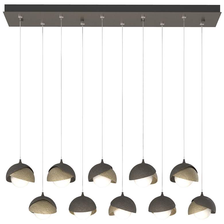 Image 1 Brooklyn 44.5" Dark Smoke & Gold Rectangular Long 2-Shade Pendant