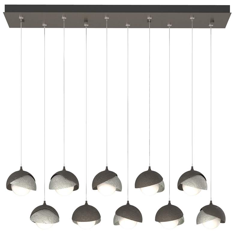 Image 1 Brooklyn 44.5" Dark Smoke & Sterling Rectangular Long 2-Shade Pend