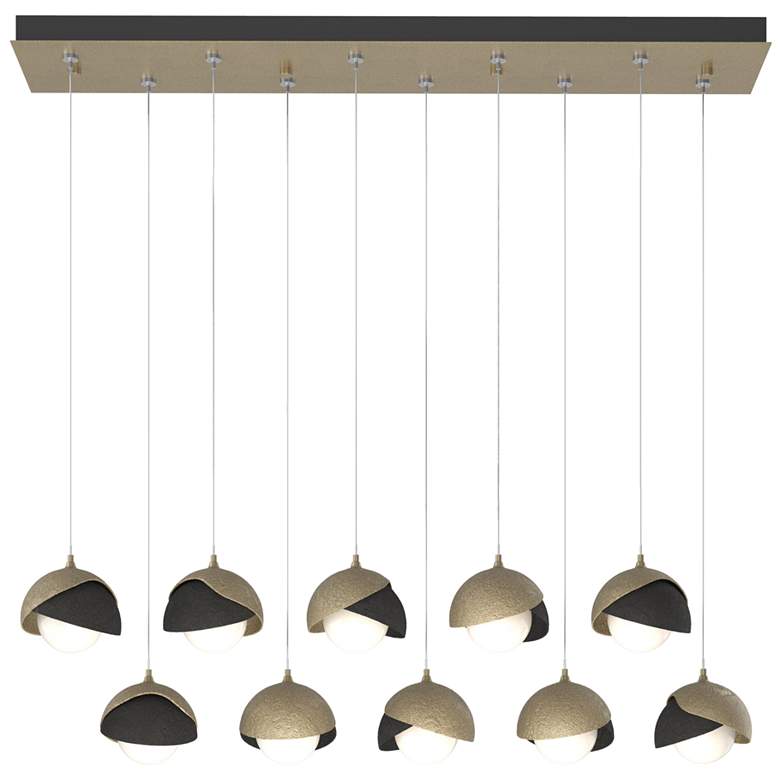 Image 1 Brooklyn 44.5" Gold & Black Rectangular Long 2-Shade Pendant
