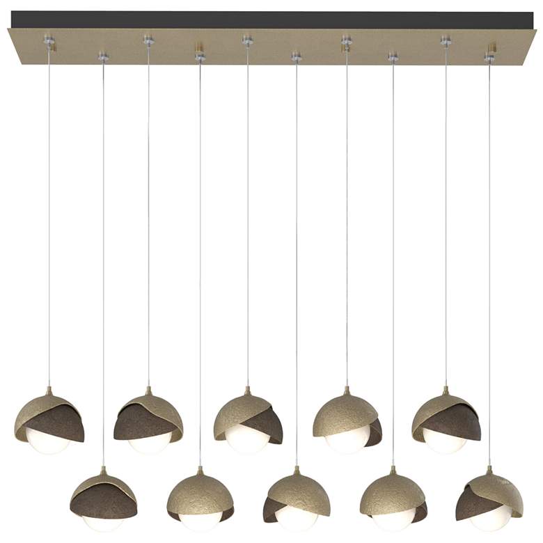 Image 1 Brooklyn 44.5" Gold & Bronze Rectangular Long 2-Shade Pendant