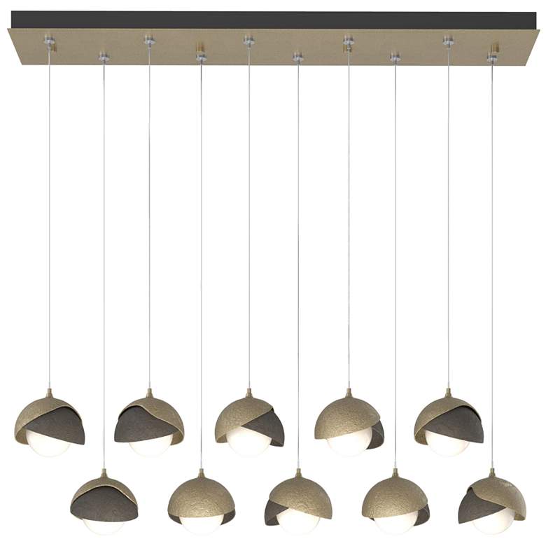 Image 1 Brooklyn 44.5" Gold & Dark Smoke Rectangular Long 2-Shade Pendant