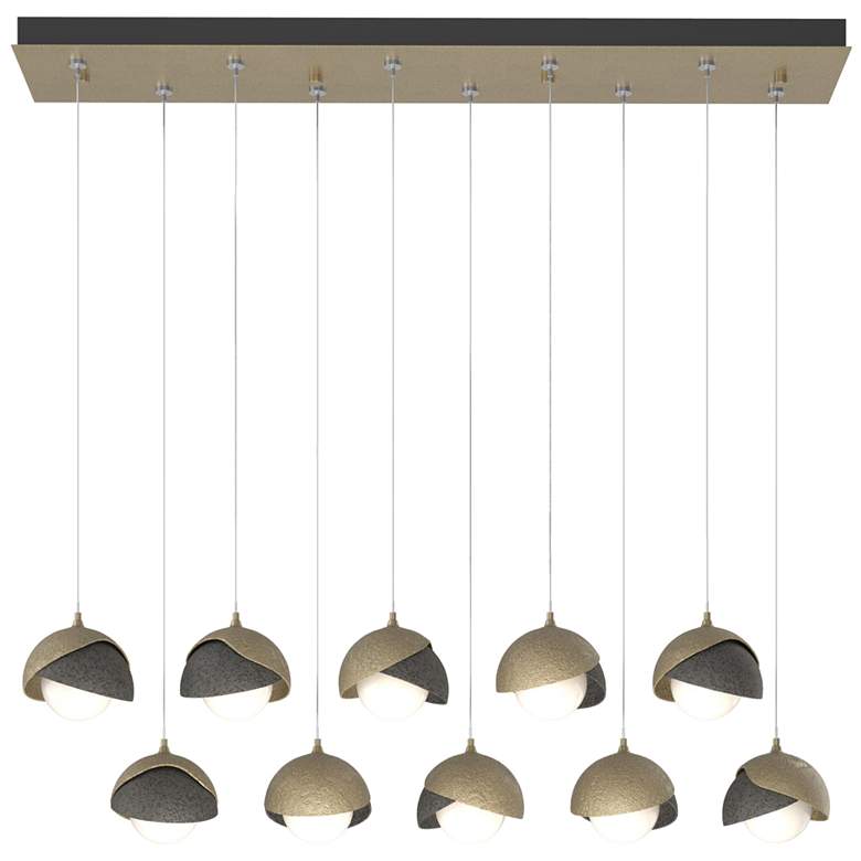 Image 1 Brooklyn 44.5" Gold & Iron Rectangular Long 2-Shade Pendant
