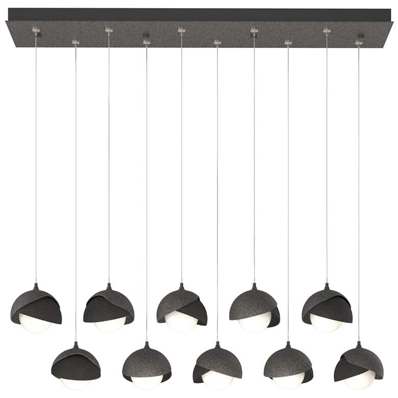 Image 1 Brooklyn 44.5" Iron & Black Rectangular Long 2-Shade Pendant