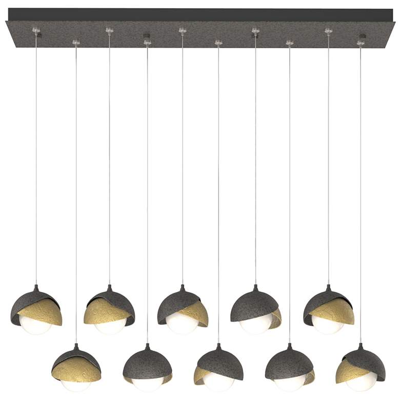 Image 1 Brooklyn 44.5" Iron & Brass Rectangular Long 2-Shade Pendant