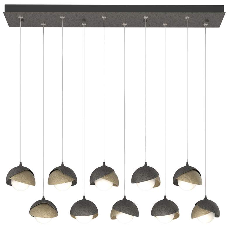 Image 1 Brooklyn 44.5" Iron & Gold Rectangular Long 2-Shade Pendant