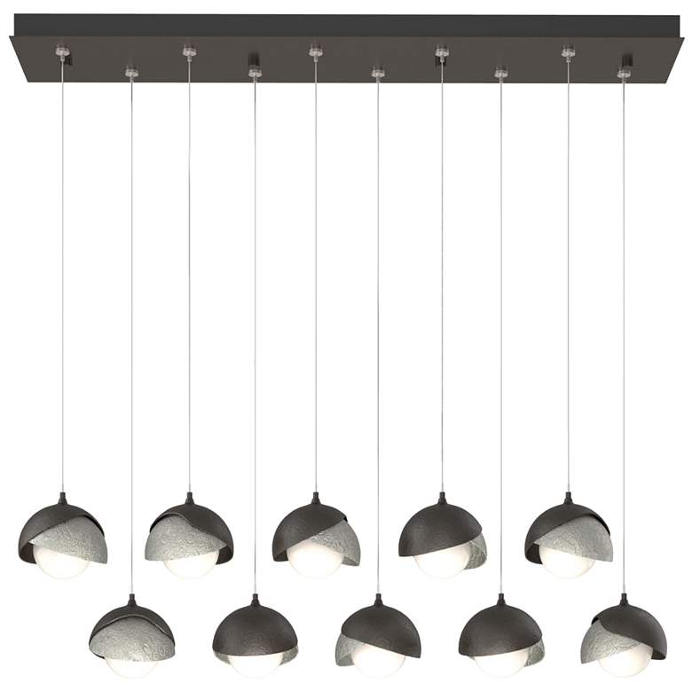 Image 1 Brooklyn 44.5" Rubbed Bronze & Sterling Rectangular Long 2-Shade P