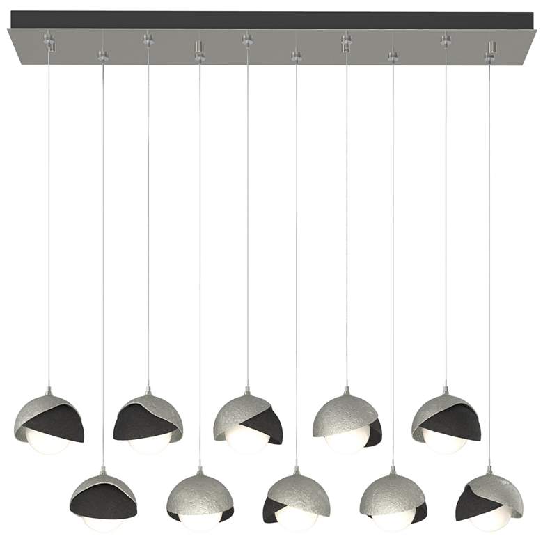 Image 1 Brooklyn 44.5" Sterling & Black Rectangular Long 2-Shade Pendant