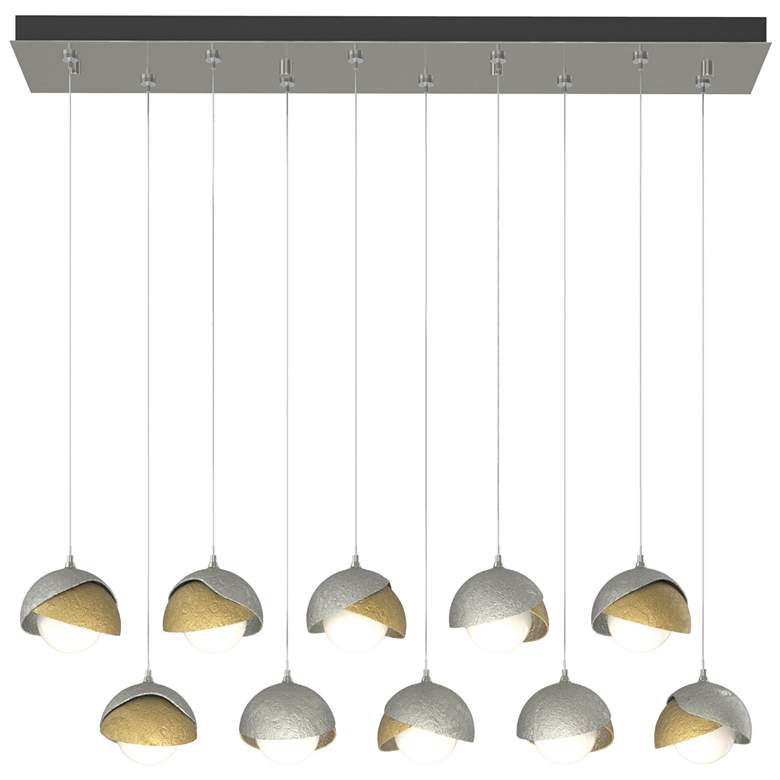 Image 1 Brooklyn 44.5" Sterling & Brass Rectangular Long 2-Shade Pendant