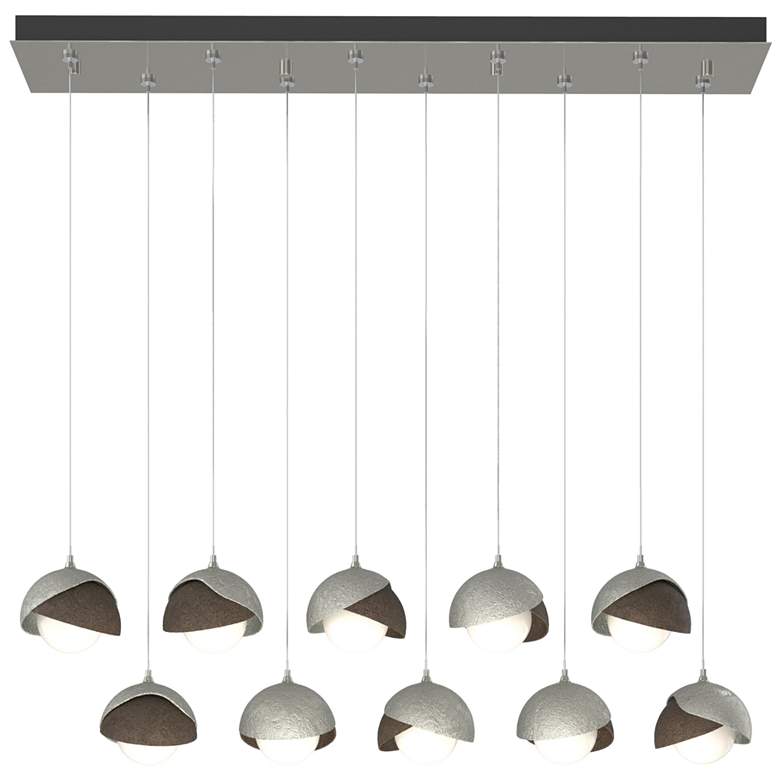 Image 1 Brooklyn 44.5" Sterling & Bronze Rectangular Long 2-Shade Pendant