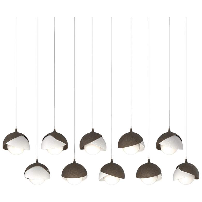 Image 1 Brooklyn 44.5"W 10-Light Double Rectangular White and Bronze Long Pend