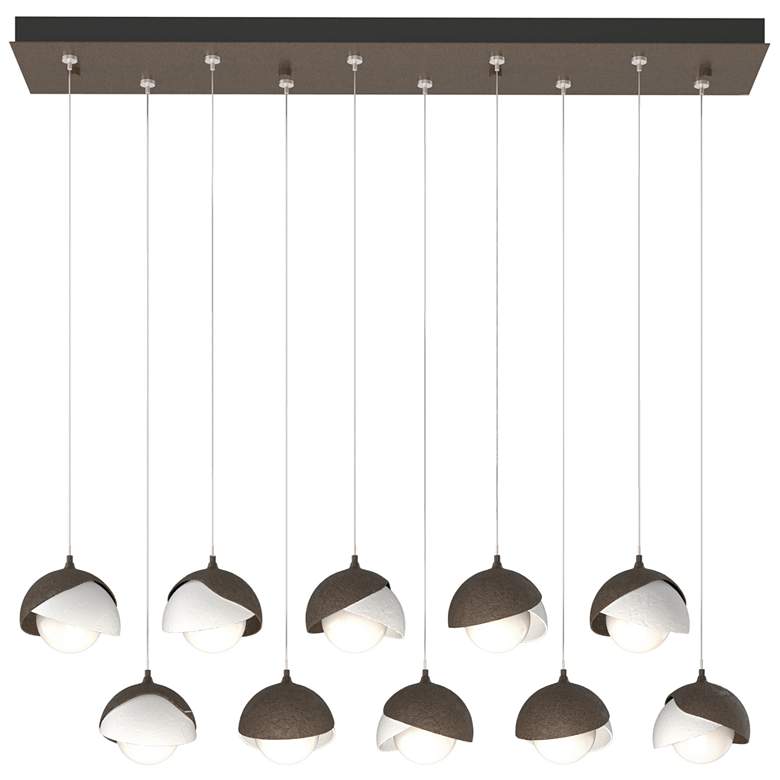 Image 1 Brooklyn 44.5"W 10-Light Double Rectangular White & Bronze Standar