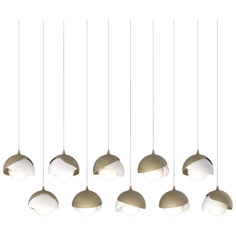 Image 1 Brooklyn 44.5"W 10-Light Double Rectangular White and Gold Long Pendan