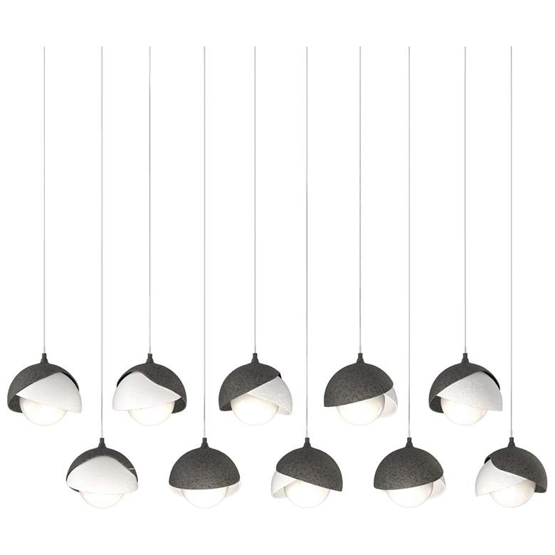 Image 1 Brooklyn 44.5"W 10-Light Double Rectangular White and Iron Long Pendan