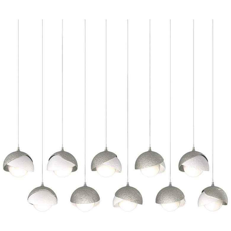 Image 1 Brooklyn 44.5"W 10-Light Double Rectangular White and Sterling Long Pe