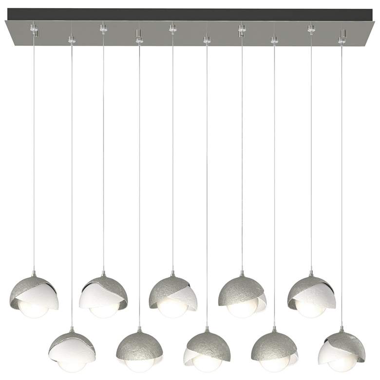 Image 1 Brooklyn 44.5"W 10-Light Double Rectangular White and Sterling Pendant