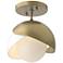 Brooklyn 6" Wide White Accented Double Shade Brass Semi-Flush