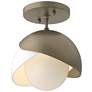 Brooklyn 6" Wide White Accented Double Shade Gold Semi-Flush