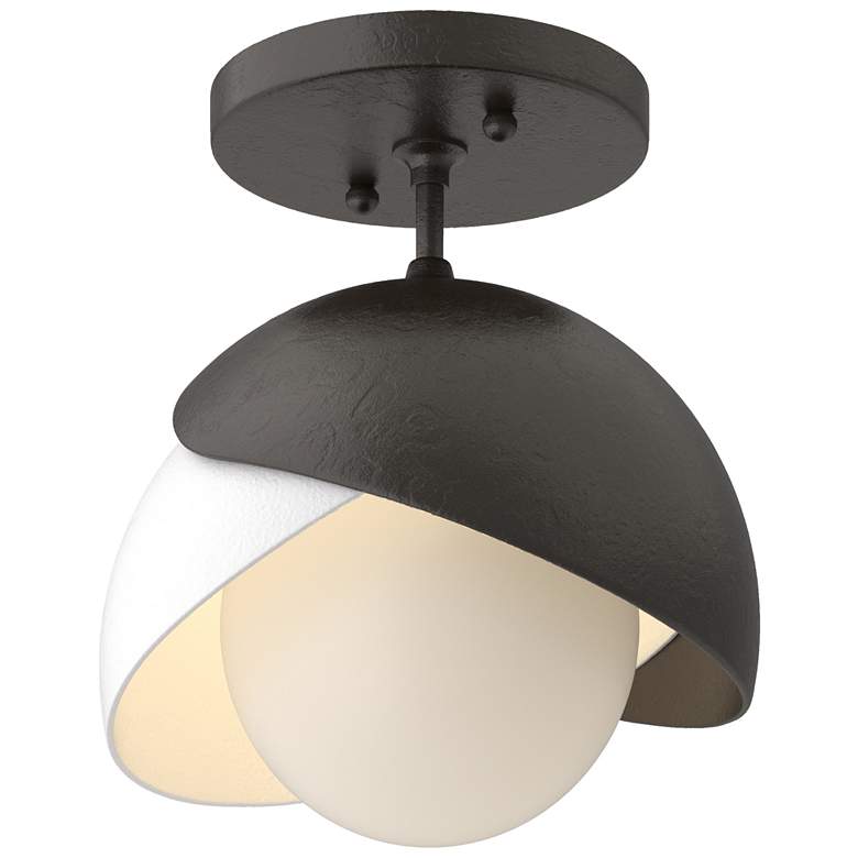 Image 1 Brooklyn 6" Wide White Accented Double Shade Oil Rubbed Bronze Semi-Fl