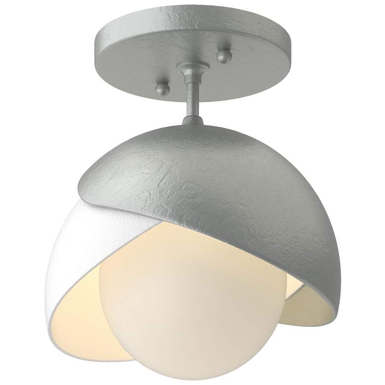 Image 1 Brooklyn 6" Wide White Accented Double Shade Semi-Flush
