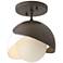 Brooklyn 6"W White Accented Double Shade Bronze Semi-Flush With Opal G