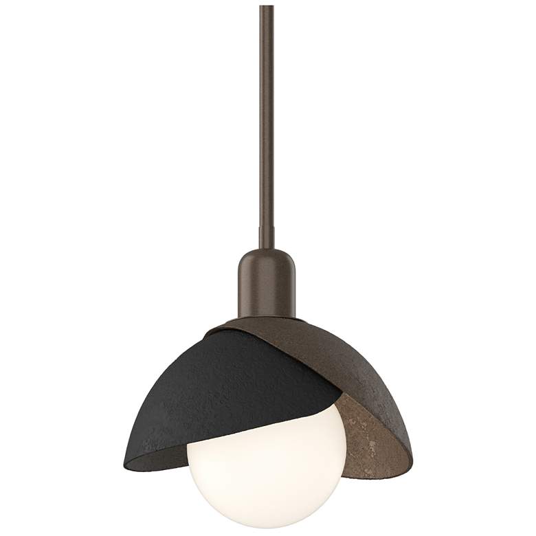Image 1 Brooklyn 9.4" Wide Black Accented Bronze Mini Pendant With Double Shad