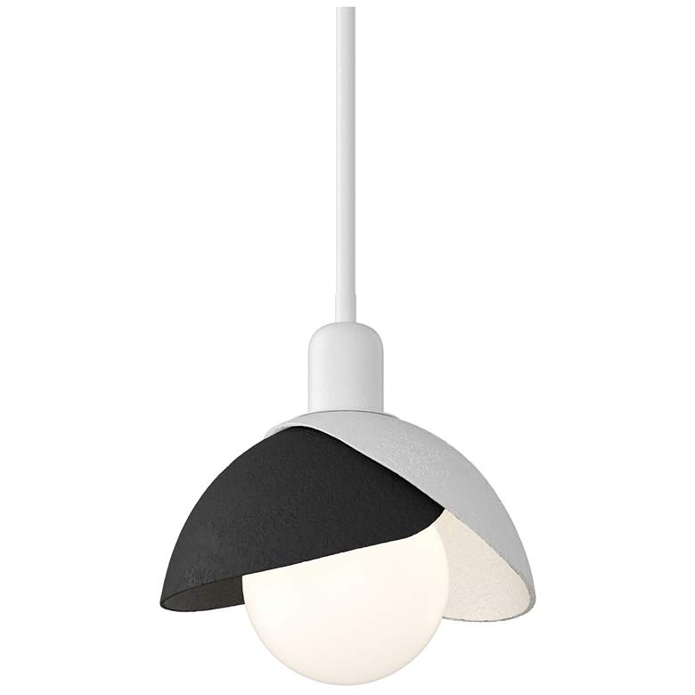 Image 1 Brooklyn 9.4" Wide Black Accented White Mini Pendant With Double Shade