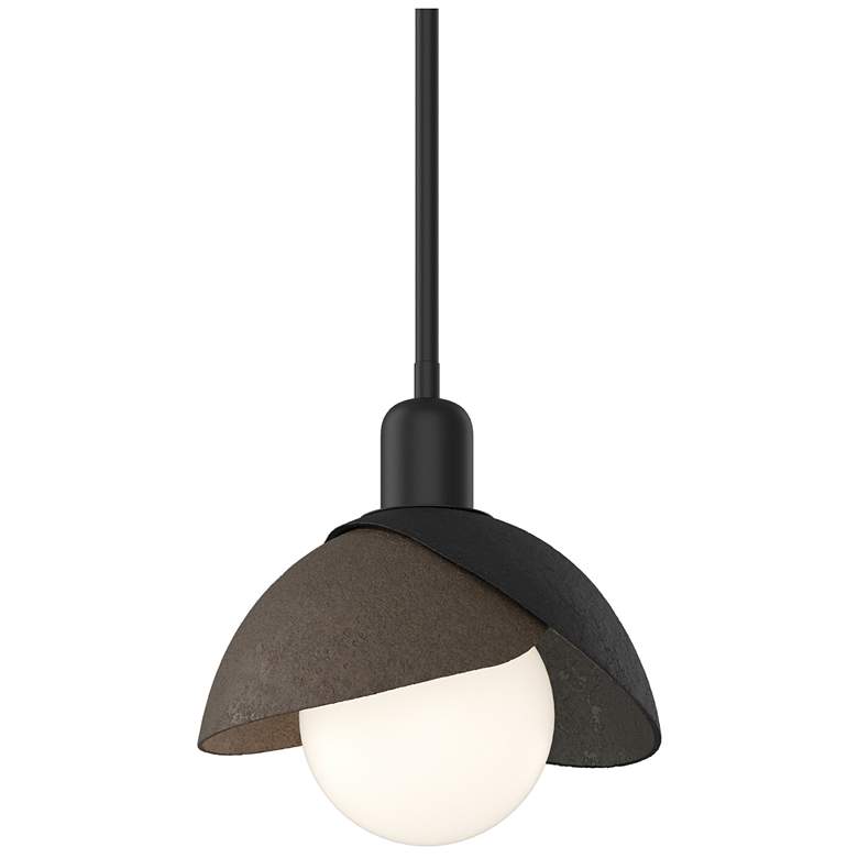 Image 1 Brooklyn 9.4" Wide Bronze Accented Black Mini Pendant With Double Shad