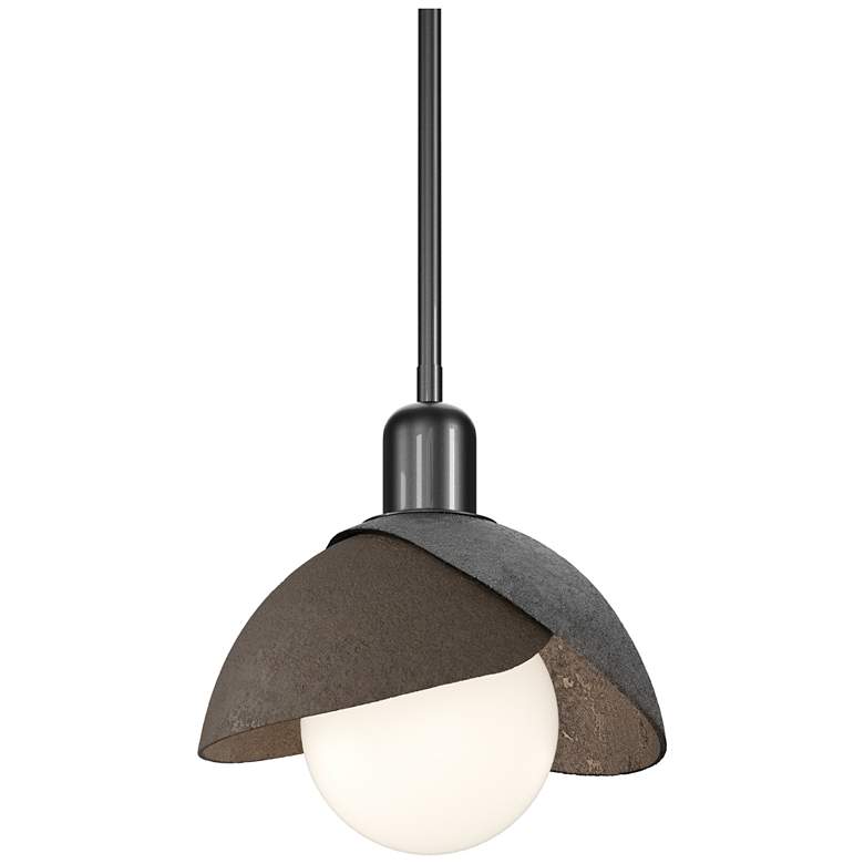 Image 1 Brooklyn 9.4" Wide Bronze Accented Ink Mini Pendant With Double Shade