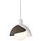 Brooklyn 9.4" Wide Bronze Accented White Mini Pendant With Double Shad