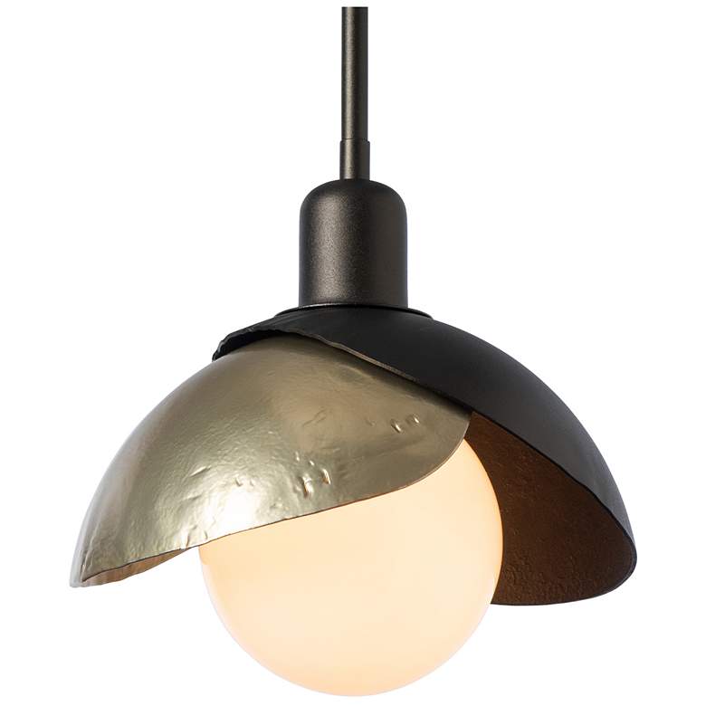 Image 1 Brooklyn 9.4 inch Wide Double Shade Oil Rubbed Bronze and Brass Mini Penda