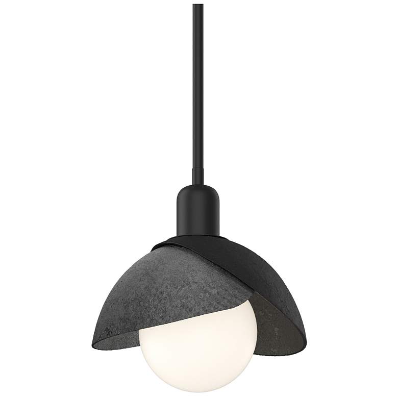 Image 1 Brooklyn 9.4" Wide Ink Accented Black Mini Pendant With Double Shade