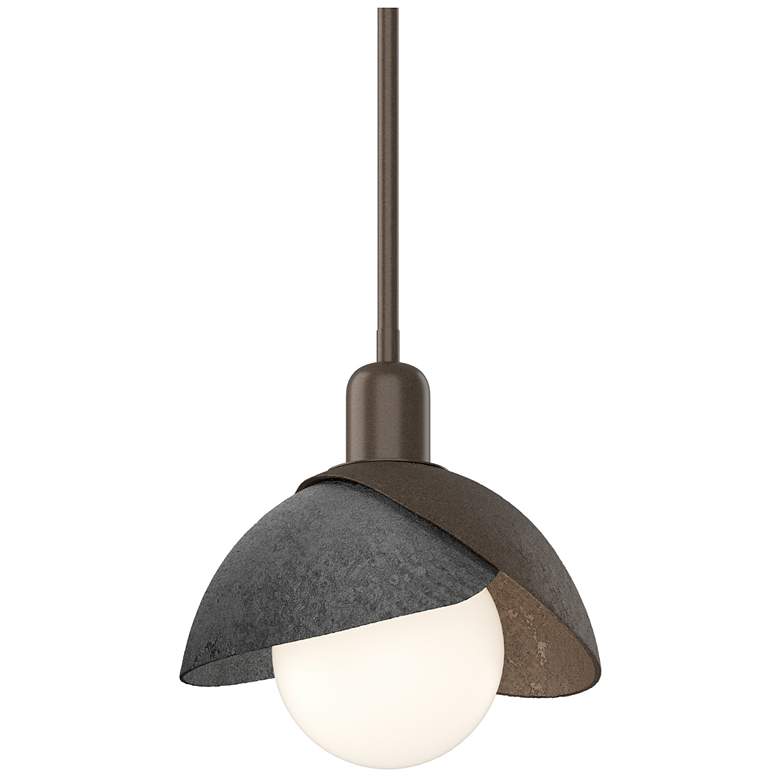 Image 1 Brooklyn 9.4" Wide Ink Accented Bronze Mini Pendant With Double Shade