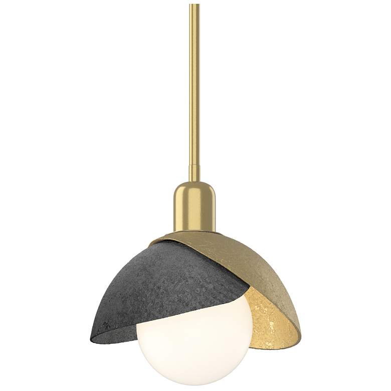 Image 1 Brooklyn 9.4 inch Wide Ink Accented Modern Brass Mini Pendant With Double 