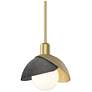Brooklyn 9.4" Wide Ink Accented Modern Brass Mini Pendant With Double 