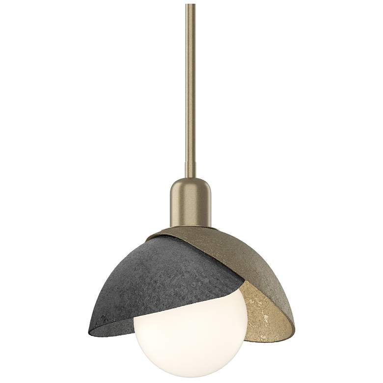 Image 1 Brooklyn 9.4" Wide Ink Accented Soft Gold Mini Pendant With Double Sha