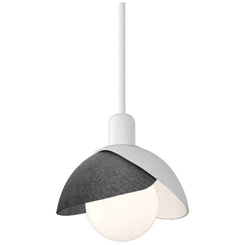Image 1 Brooklyn 9.4" Wide Ink Accented White Mini Pendant With Double Shade