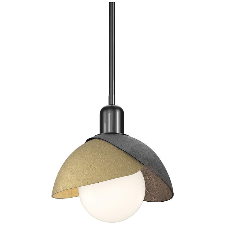 Image 1 Brooklyn 9.4" Wide Modern Brass Accented Ink Mini Pendant With Double