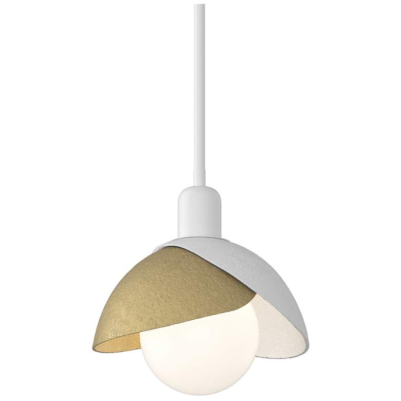 Image 1 Brooklyn 9.4" Wide Modern Brass Accented White Mini Pendant w/ Double 