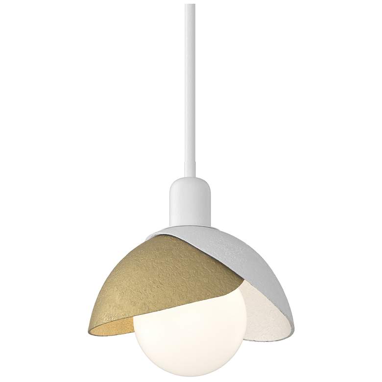 Image 1 Brooklyn 9.4" Wide Modern Brass Accented White Mini Pendant w/ Double