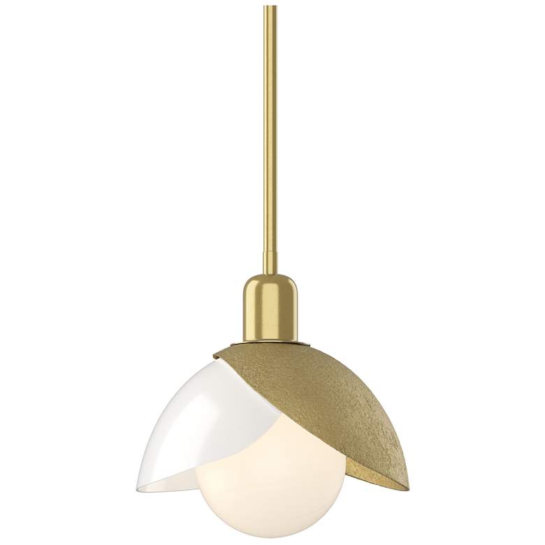 Image 1 Brooklyn 9.4" Wide Modern Brass Mini Pendant w/ Double White Art Shade