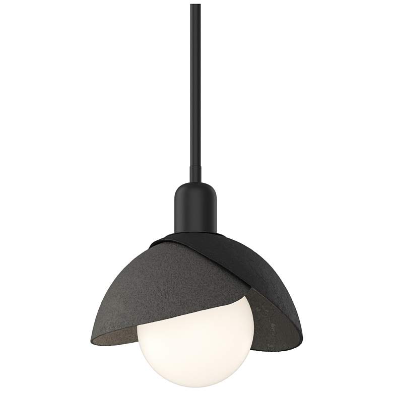 Image 1 Brooklyn 9.4" Wide Natural Iron Accented Black Mini Pendant w/ Double