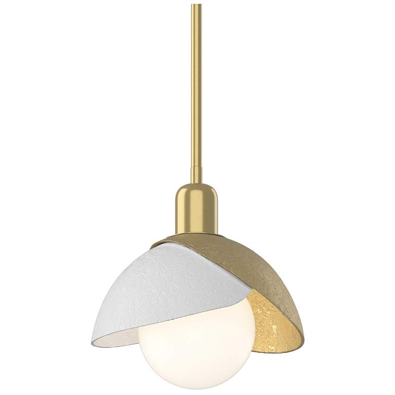 Image 1 Brooklyn 9.4" Wide White Accented Modern Brass Mini Pendant w/ Double