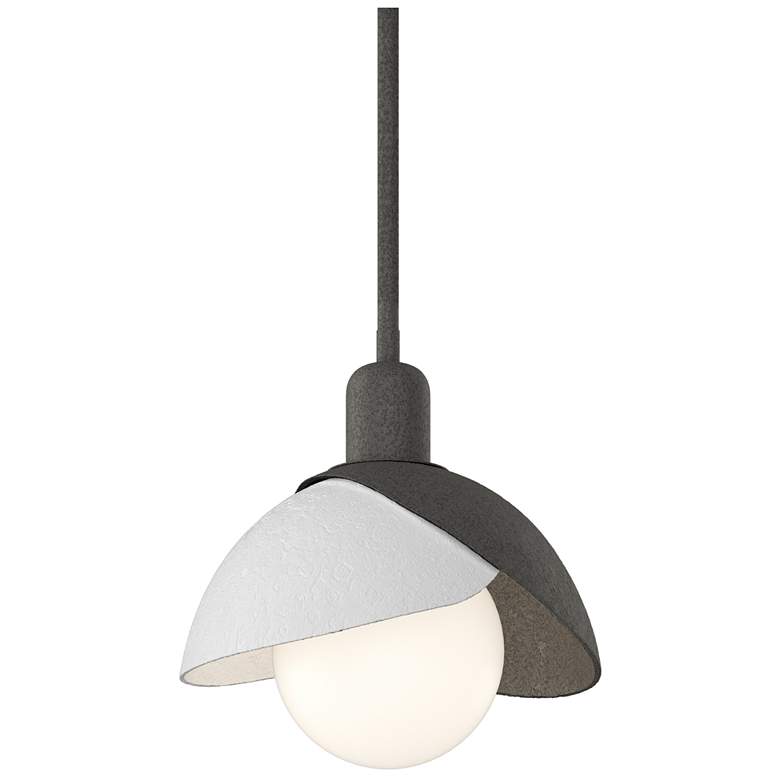 Image 1 Brooklyn 9.4" Wide White Accented Natural Iron Mini Pendant w/ Double