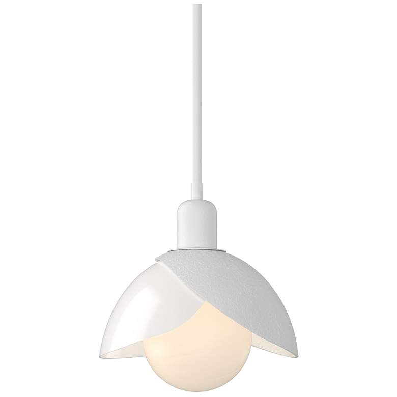 Image 1 Brooklyn 9.4" Wide White Mini Pendant With Double White Art Glass Shad