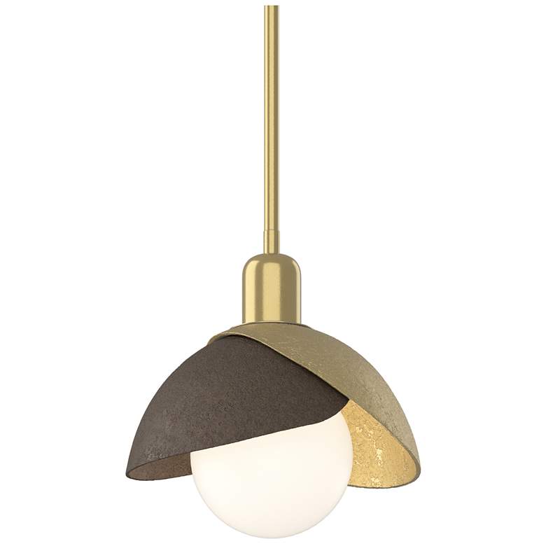 Image 1 Brooklyn 9.4"W Bronze Accented Modern Brass Mini Pendant w/ Double Sha