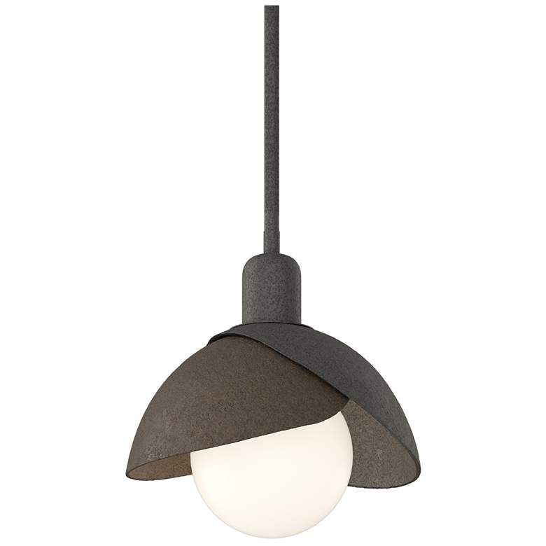 Image 1 Brooklyn 9.4"W Bronze Accented Natural Iron Mini Pendant w/ Double Sha
