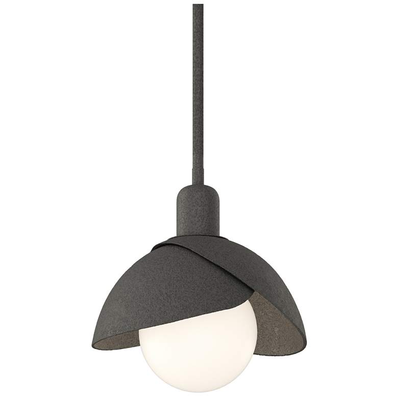 Image 1 Brooklyn 9.4"W Iron Accented Natural Iron Mini Pendant w/ Double Shade